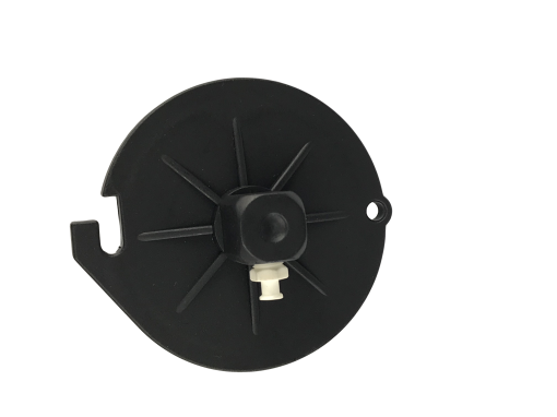 a black and white BC-0813 Master Cylinder Cap Adapter. It is a tool that is used to convert a standard cylinder cap to a master cylinder cap, most likely used in car repair. The adapter is made of a durable plastic