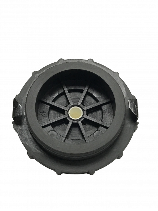 a BC-12 Master Cylinder Cap Adapter- Honda Universal. It is a black, plastic adapter that is cylindrical in shape. The text “12” is printed on the side of the adapter.