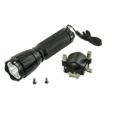 An image of a black flashlight mount is displayed. It features a flashlight socket and a clip that fastens to a belt or strap. The mount is labeled "Phoenix Systems MaxPro."