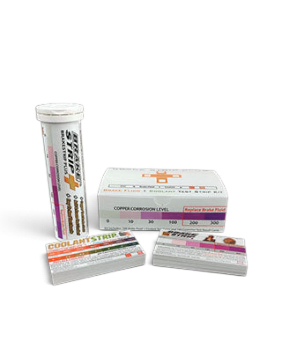 BrakeStrip Plus Kit - 100 Double ended Test Strips for Brake Fluid and Coolant and 100 rating scale cards