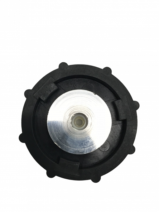 a BC-42 Master Cylinder Cap Adapter- GM 2013+ which is a black cap with a white top. It is a specialty tool used to convert a standard cap into a master cylinder cap on certain General Motors vehicles from 2013 onwards.