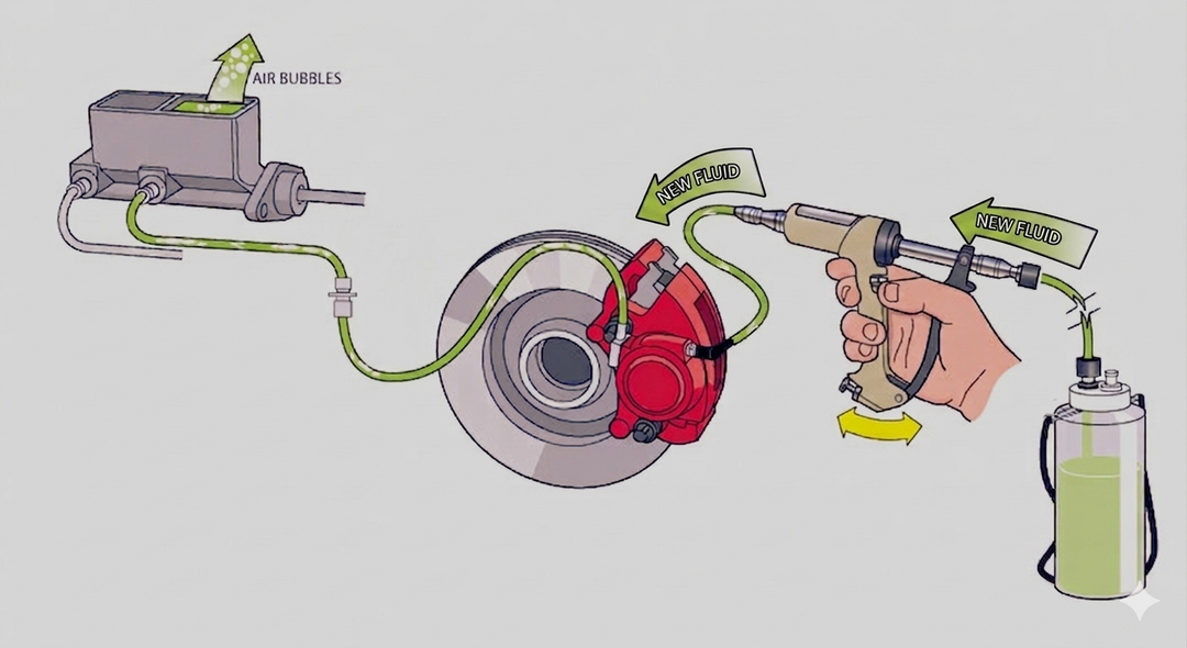 Reverse-flow brake bleeding diagram from Phoenix Systems prototype